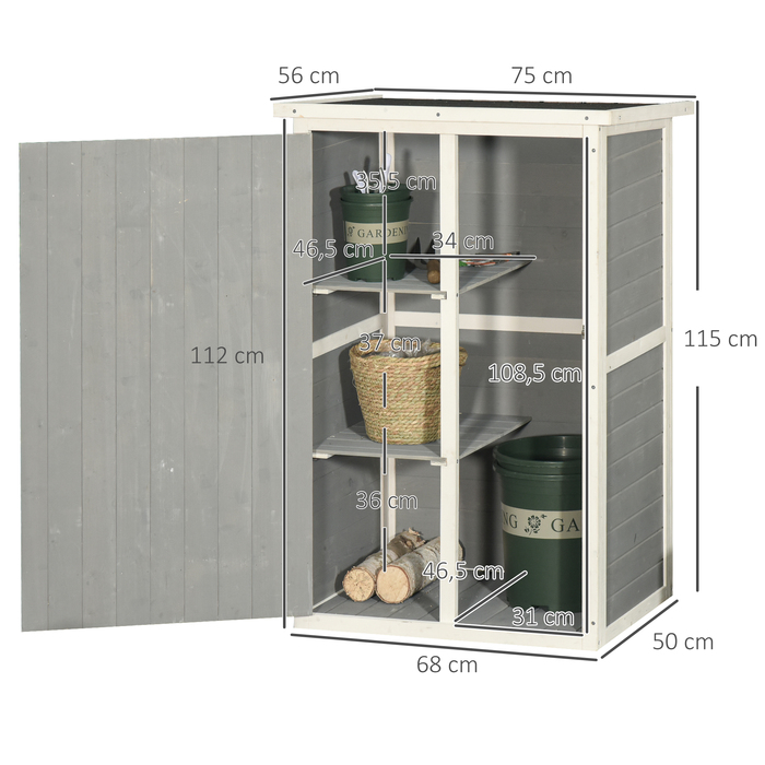 Outsunny Garden Shed Полиці для садового сараю Ялиця чорна+сіра+біла 75x56x115см