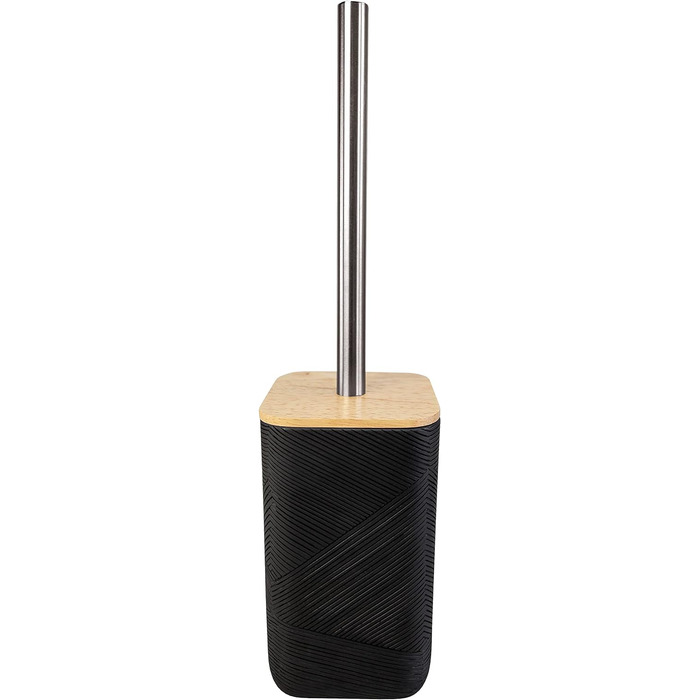 Тримач для щітки для унітазу Kleine Wolke перехресний, аксесуари, колір чорний, матеріал полімерна смола, бамбук, довжина 9,6 х ширина 9,6 х висота 37 см