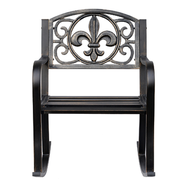 Крісло-гойдалка для саду, антикварний садовий стілець-гойдалка з металу та бронзи, розміри: 60 см (ширина) x 73 см (глибина) x 85 см (висота)