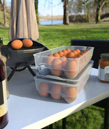 Тримач для яєць з кришкою, прозорий, 3 шт, пластиковий контейнер для яєць у холодильник, 18 яєць