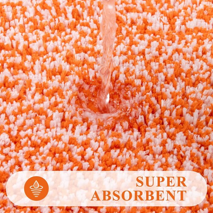 Набір килимків для ванної кімнати Pauwer, 3 шт. (душовий килимок, килимок для туалету), мікрофібра, антиковзаючі, машинне прання, плюшеві, 18'x26'+18'x48'+U Shape 20'x24', помаранчевий/червоний, в смугастий візерунок (Sunset Chevron)