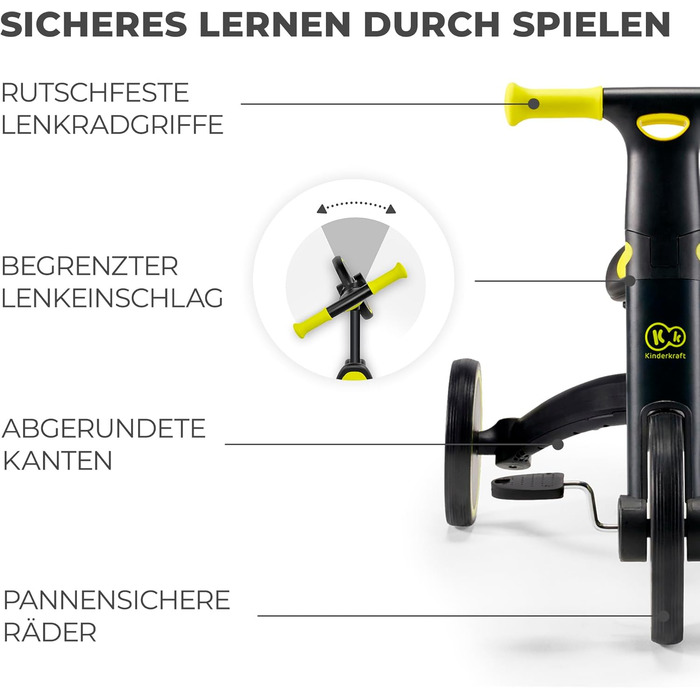 Триколісний велосипед Kinderkraft 4TRIKE 3в1: біговел, самокат, велосипед, чорний (12 міс - 5 років)