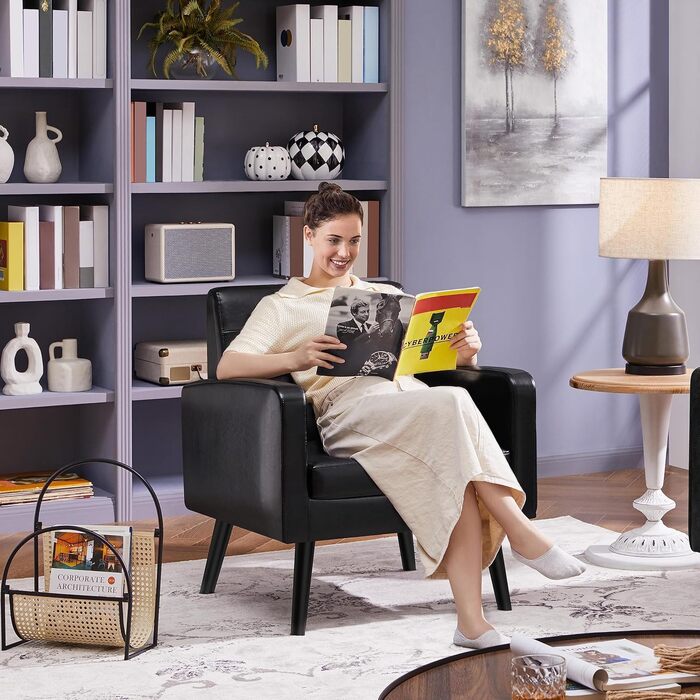 Крісло-мішок Yaheetech з підлокітниками, чорне, з поліуретану, до 136 кг