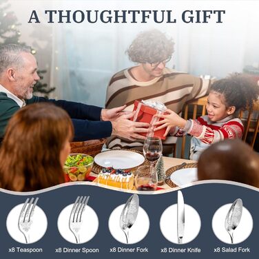 Набір столових приборів DRAGON RIOT Gold 30 предметів: столові прибори з нержавіючої сталі для 6 осіб, набір ножів, виделок, ложок, столовий прибор для дому, ресторану, вечірки, золотистий колір