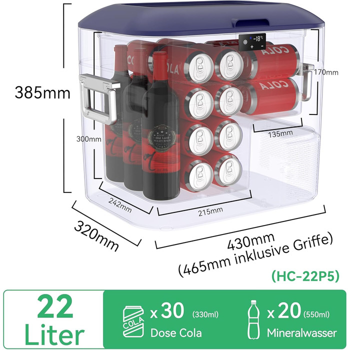 Автохолодильник BINGI 18л портативний 12/24V, 230V: термобокс для авто, кемпінгу, дому (-18°C до 15°C)