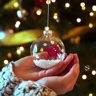 Фото різдвяні кульки (4 шт. ) - 8 см, прозорі, на нитці, на Різдво, прикраса ялинки, фотоподарунок (12 шт.)