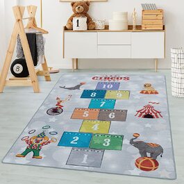 Дитячий килимок Carpetsale24 миється ігровий килимок, цирк з надувною коробкою, килим для хлопчиків і дівчаток, прямокутної форми, для дитячої, дитячої або ігрової кімнат, Розмір 80 х 120 см