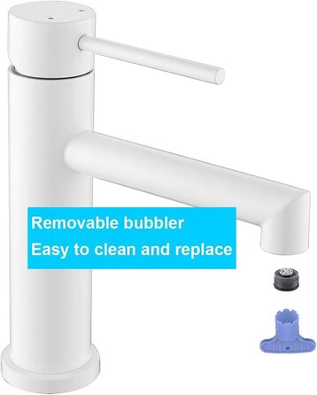 ONECE Змішувач для ванної кімнати білий, однорегуляторний з висотою виливу 105 мм, знімальний аератор