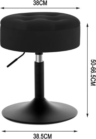 Крісло для туалетного столика WOLTU, пуф з місцем для зберігання, регульована висота, обтягнутий велюром, 360° обертання, для спальні, вітальні, їдальні, чорний, BH329sz-1
