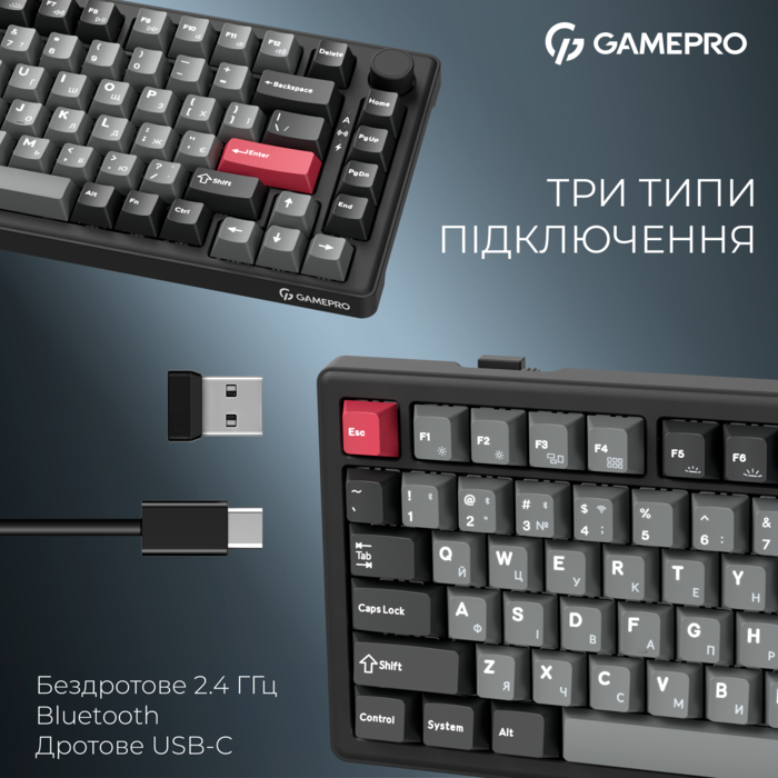 Бездротова механічна клавіатура GamePro Asgard Yord (MK266BK)