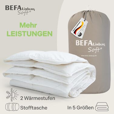 BEFA SOFT Пухова ковдра зимова 100x135 см | Пухова ковдра з 90% пуху та 10% пера | Дихаюча та легка у догляді | Для алергіків (NOMITE) | Відповідає стандартам добробуту тварин (DOWNPASS) | Oeko-TEX Клас 1 | Зроблено в Німеччині