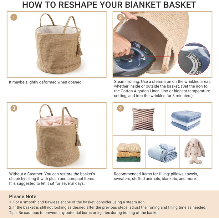 Кошик для білизни Mkono з натурального сизалю, плетений кошик для зберігання речей, коричневий, 40x35 см