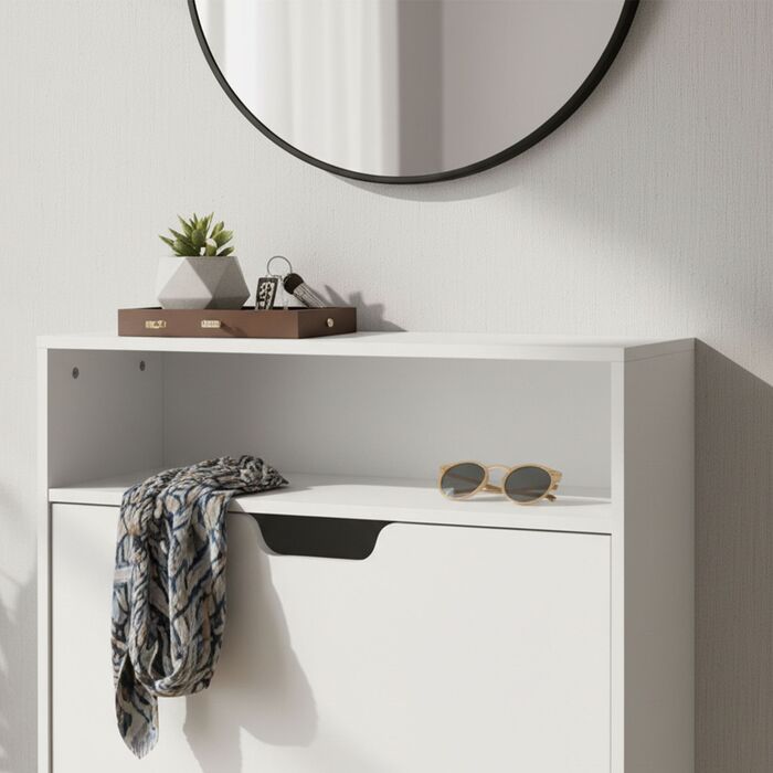 Взуттєва шафа Relaxdays з відкидною дверцями та відкритою полицею