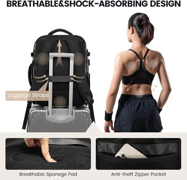 LOVEVOOK Рюкзак для ручної поклажі 40L, жіночий, для подорожей, великий, сумка-валіза, рюкзак для ноутбука 17.3