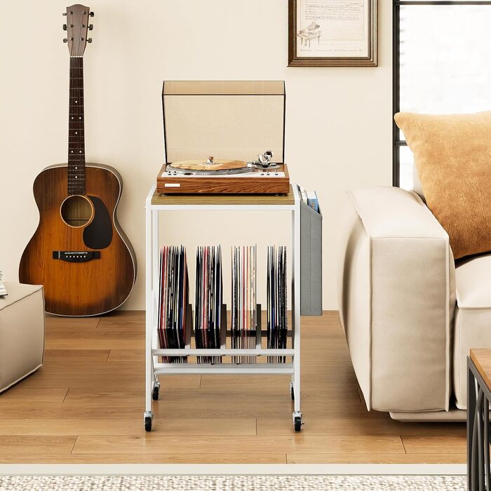 Регулятор для платівок COSTWAY з полицями для платівок та журналів, білий