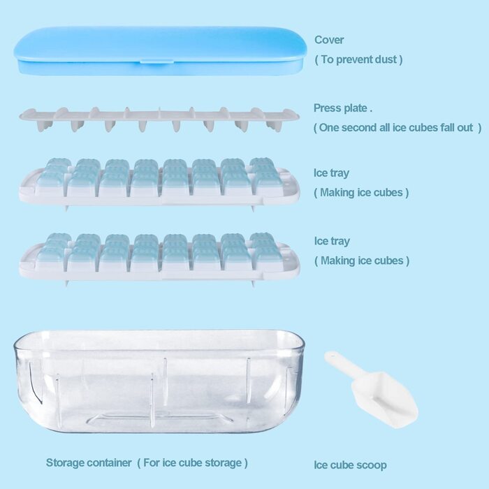 Лоток для кубиків льоду з кришкою, безпечна для харчових продуктів силіконова форма для кубиків льоду, звільніть всі кубики льоду за одну секунду, повторно використовуйте