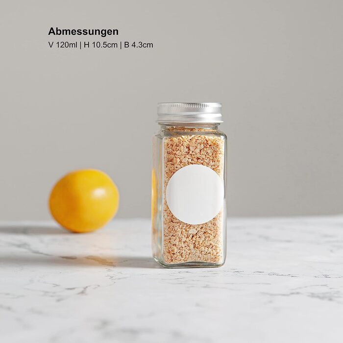 Набір банок для спецій Greeano з дерев'яною кришкою, 12 шт. по 120 мл – скляні ємності для спецій зі знімним розсіювачем