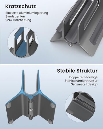 Підставка для ноутбука SODI вертикальна, автоматична, алюмінієва. Захист MacBook, MacBook Pro/Air, ноутбуків, планшетів, телефонів (Space Grey)