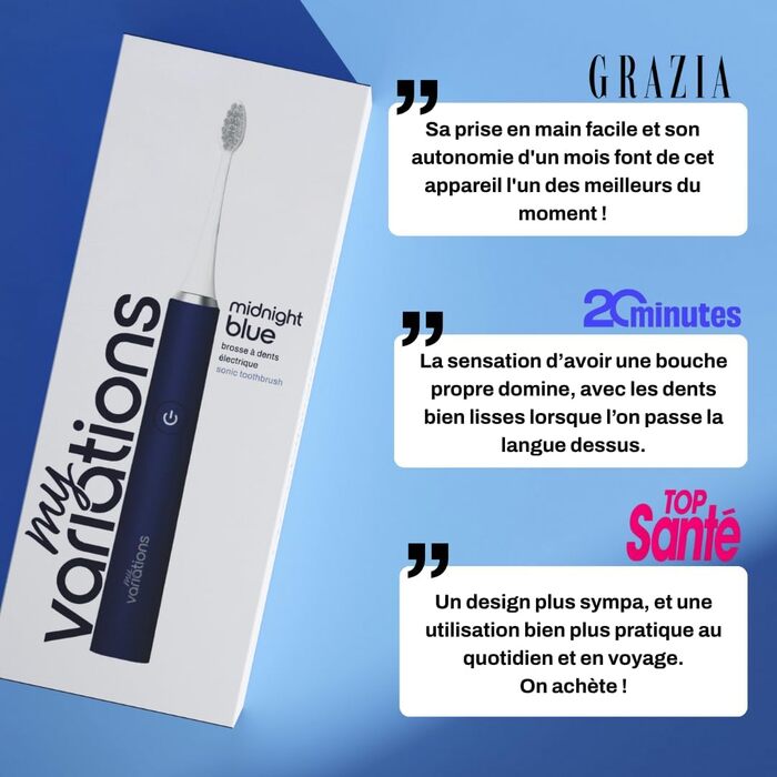Електрична зубна щітка My Variations Nachtblau: акумуляторна, 5 режимів, таймер 2 хв, 1 насадка