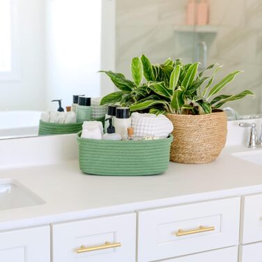 Кошики для полиць NaturalCozy, прямокутні, 30 x 20,3 x 11,4 см, зелені, набір 3 шт.