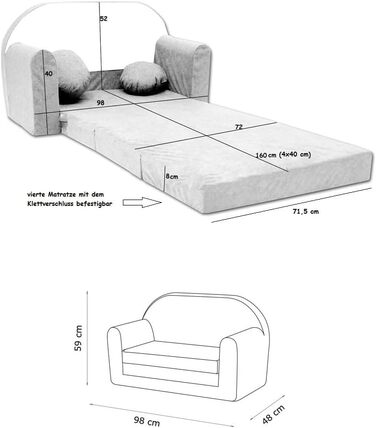 Дитяче розкладне ліжко-диван 3в1 All4All Kindersofa - ліжко, диван, ігровий центр для дітей. Зручна дитяча м'яка дитяча кушетка з функцією сну, різні кольори та малюнки (сірий, рожевий, зелений, тваринні мотиви).
