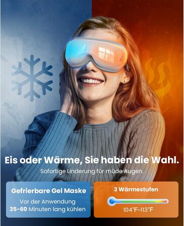 Масажер для очей BOB AND BRAD EyeOasis 3 Elite з підігрівом та охолодженням, маска для очей при мігрені, сухість очей, зняття стресу, покращення сну, подарунок для жінок та чоловіків