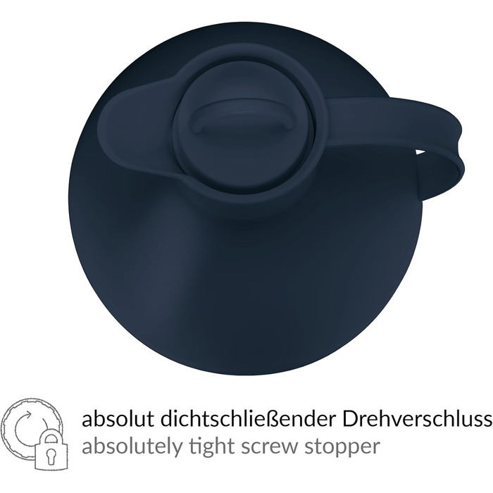 Термокружка Alfi KUGEL 0.94л, темно-синій матовий пластик, з термоізоляцією, з скляною вставкою, з поворотним закриттям, дизайнерська модель, кулькоподібна термокружка, ідеальна для кави та чаю, BPA-free, 940 мл, темно-синій матовий