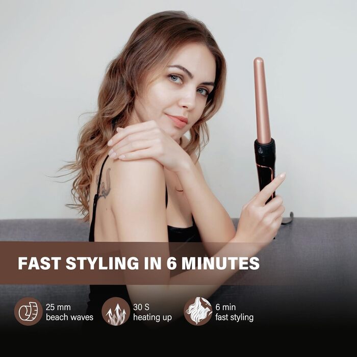 Набір для завивки волосся 5 в 1 Janelove - керамічний локонстаб 10-32 мм з різними насадками, регульована температура, рукавички та нейлонова сумка (Рожеве золото)