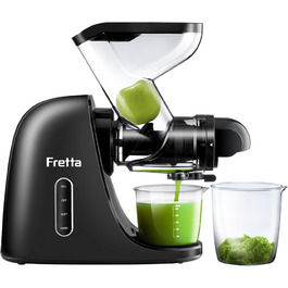 Електричний соковитискач Fretta Slow Juicer: холодний віджим, 76 мм, для овочів та фруктів, чорний
