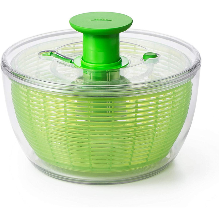 OXO Good Grips Салатниця-центрифуга з ситом та кришкою, зелена – для сушіння салату, велика