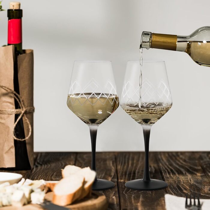 Келихи для білого вина MIAMIO, набір з 4, 380 мл, кришталь, чорний, вкл. аксесуари