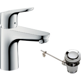 Змішувач для умивальника Hansgrohe Focus з висувним зливом, хром, 94 мм, EcoSmart