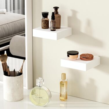 Полиці настінні BAMEOS, комплект 2 шт., 60 см, білі, для ванної, кухні, вітальні, спальні (15x14.5 см) - декор для стін