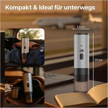 Портативна кавомашина MMOBIEL: електрична еспресо-машина з підігрівом, USB-C, для кави та капсул. Ідеально для подорожей, кемпінгу, дому, офісу. Білий колір + підставка