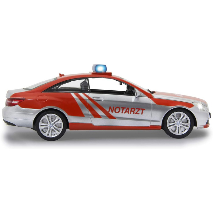 Модель Mercedes-Benz E350 Coupe 1:16 JAMARA 410023, 2.4GHz, срібно-червоний, зі звуковими та світловими ефектами (сирена, сигналізація, блимання)