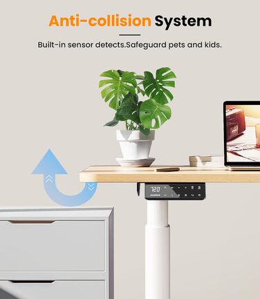 Електричний регульований стіл MAIDeSITe EL2 Pro Art з овальною основою, Dualmotor, 180 кг, 4 пам'яті, захист від зіткнень (білий)