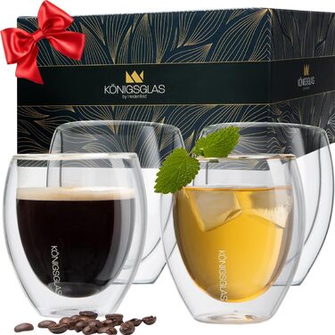 Набір окулярів Heidenfeld Knigsglas Latte Macchiato (4x) - Боросилікатні термосклянки з подвійними стінками, 250 мл