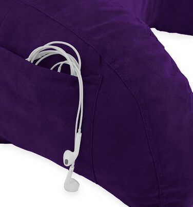 Підголовник Deluxe Comfort з мікровелветовим покриттям чорного кольору – найкращий подушковий релакс для читання в ліжку, фіолетовий, 38 x 20 x 66 см