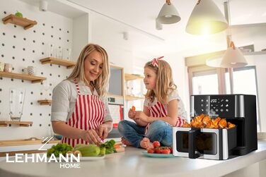 Фритюрниця повітряна LEHMANN XXL з 2 камерами (10л), 13 програм, touch display, антипригарне покриття