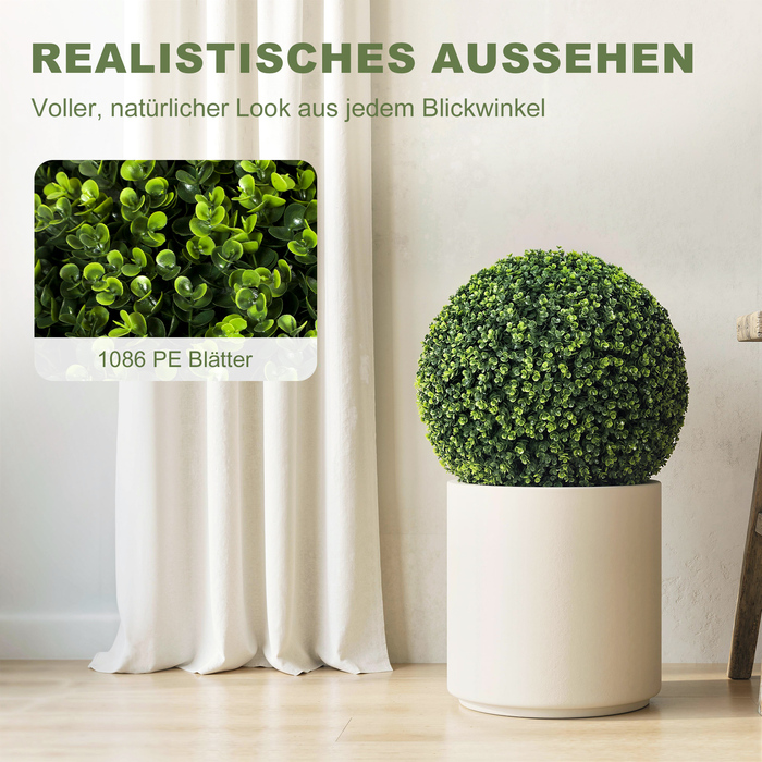 Дві штучні кулі з самшиту, 52 см, стійкі до УФ-випромінювання, 1086 листків, для внутрішнього та зовнішнього декору