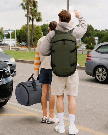 Спортивна сумка LOVEVOOK для чоловіків з відділенням для взуття, 65L, 52x45x28 см, Duffel Bag, для подорожей та спортзалу (темно-зелена)