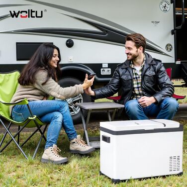 Автомобільний холодильник WOLTU 30л, електричний 12/230V, двозонний, для авто, пляжу, пікніка - білий + адаптер