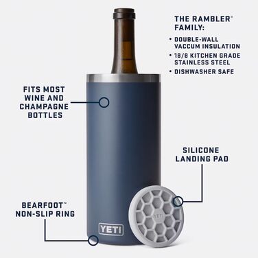 YETI Rambler Wine Chiller, сталевий ізольований охолоджувач для вина, блакитний колір Big Wave Blue