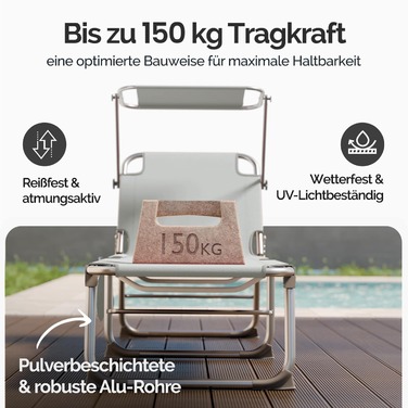 Шезлонг Ibiza Cream 190x59x29см Alu Sun Bulopy
