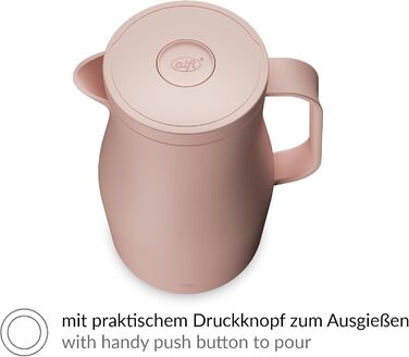 Термос Alfi ECONSCIOUS 1.0л з термоізоляційним вкладишем з біо-пластику, кришкою з поворотним механізмом та кнопкою, для зручного наливання однією рукою, ідеальний для кави та чаю, без BPA (Колір: Powder Rose)