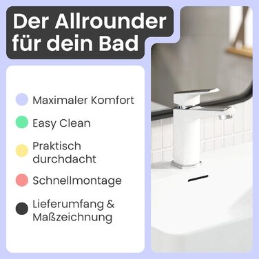 Змішувач для умивальника Instmaier Amelie | Змішувач для ванної кімнати | Однорідний змішувач з латуні (білий / хром)