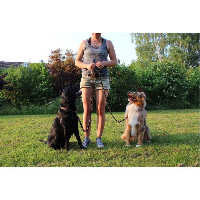 Повідець для собак Activity4Dogs Плетений 3-х регульований довжиною 2 м для великих собак (коричнево-чорно-білий), зроблений в Німеччині 2 м 3-х регульований коричнево-чорно-білий