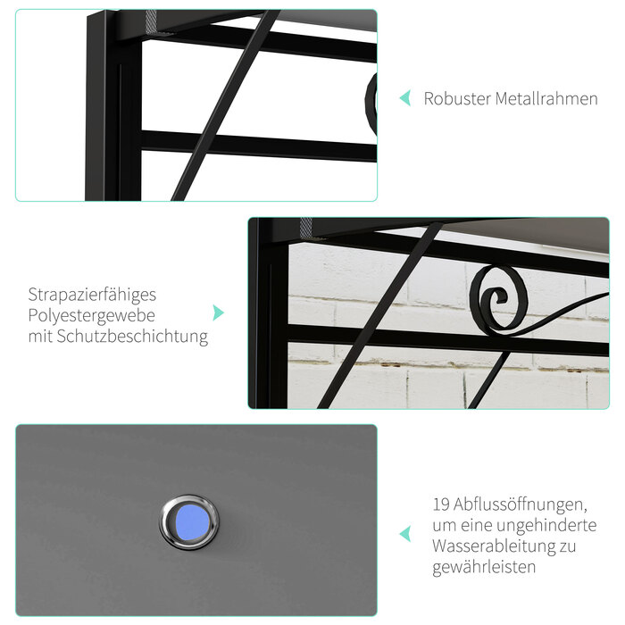 Павільйон з розкладним дахом, стійкий до погодних умов, 3 x 2,5 м, темно-сірий