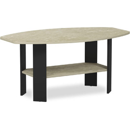 Журнальний столик Furinno простого дизайну, сучасний французький дуб сірий/чорний (художній мармур/чорний)