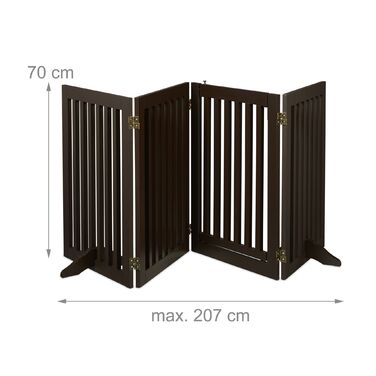 Захисний бар'єр Relaxdays коричневого кольору з дверцятами, 4 секції